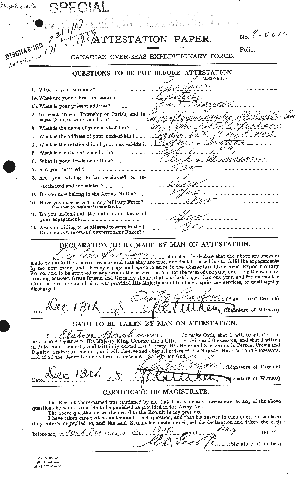 Personnel Records of the First World War - CEF 357550a