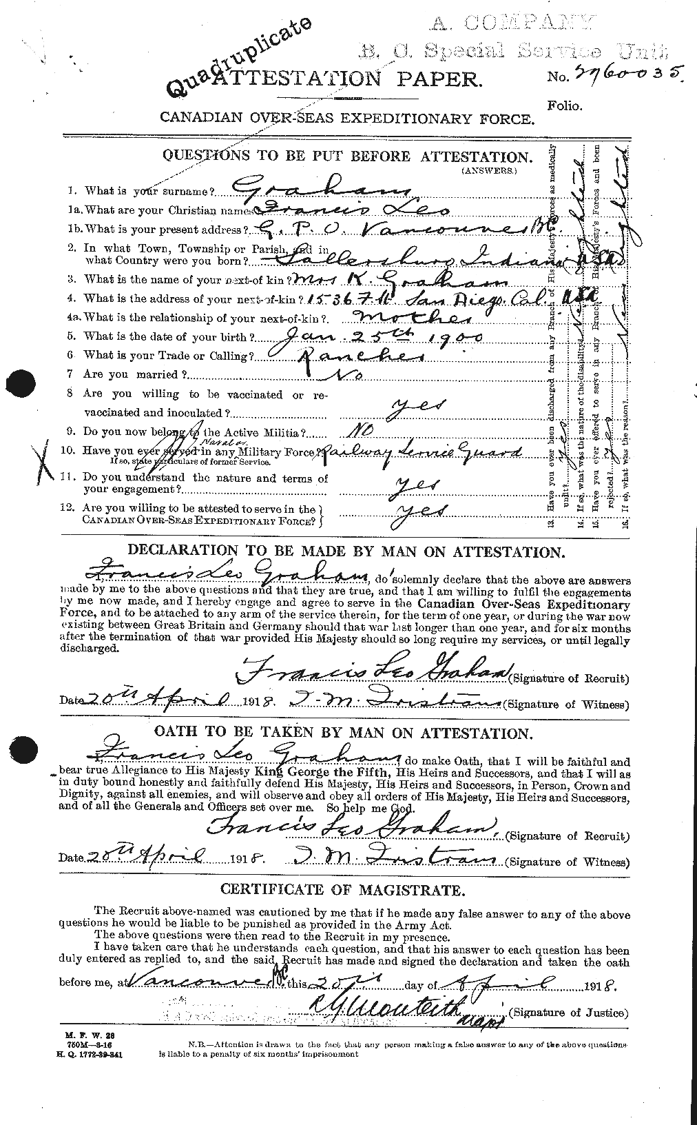 Personnel Records of the First World War - CEF 357579a