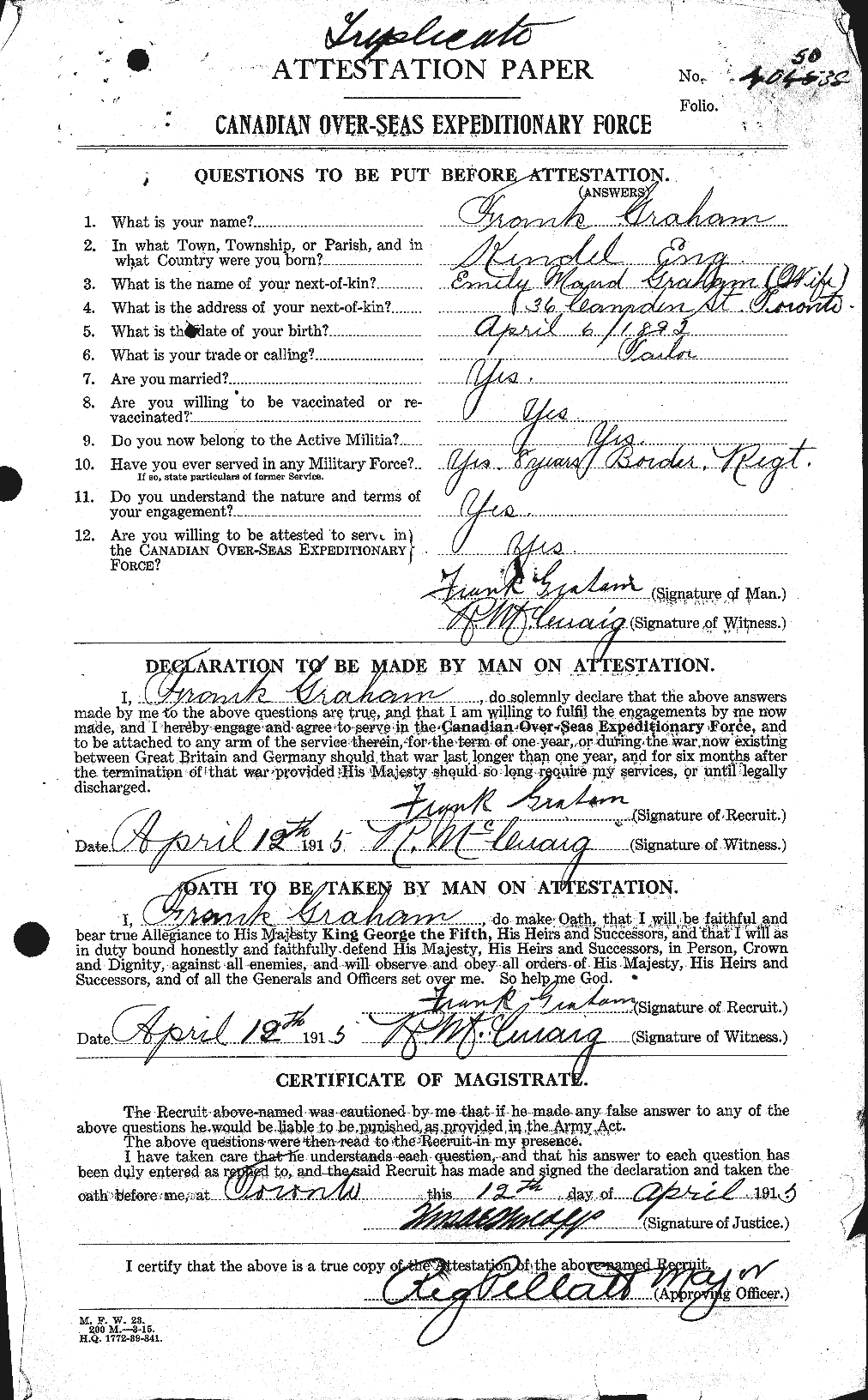 Personnel Records of the First World War - CEF 357584a