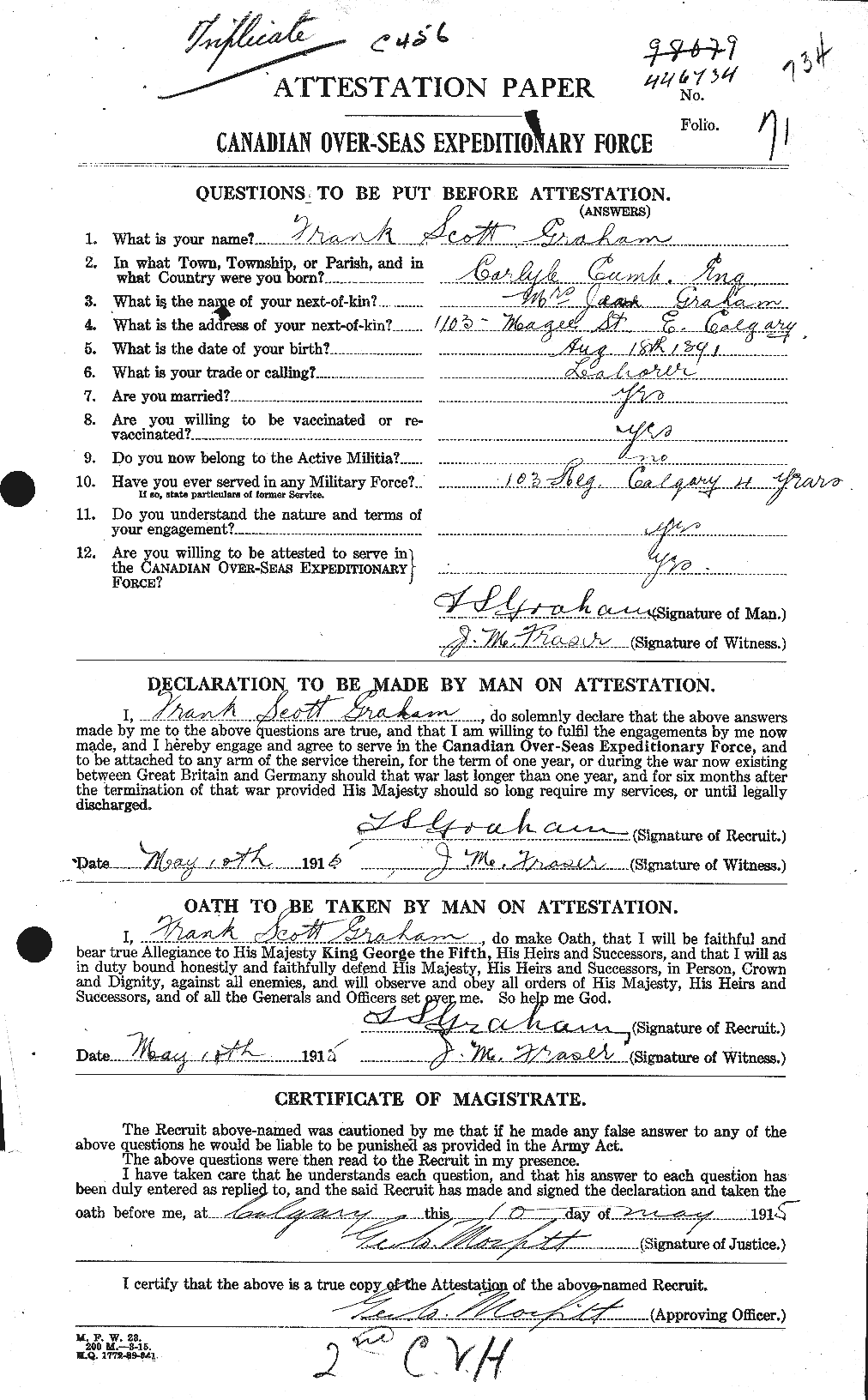 Personnel Records of the First World War - CEF 357595a