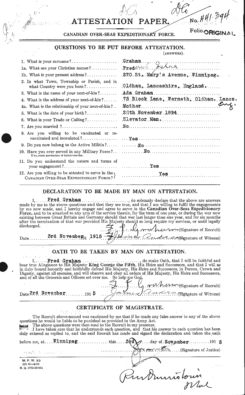 Personnel Records of the First World War - CEF 357615a