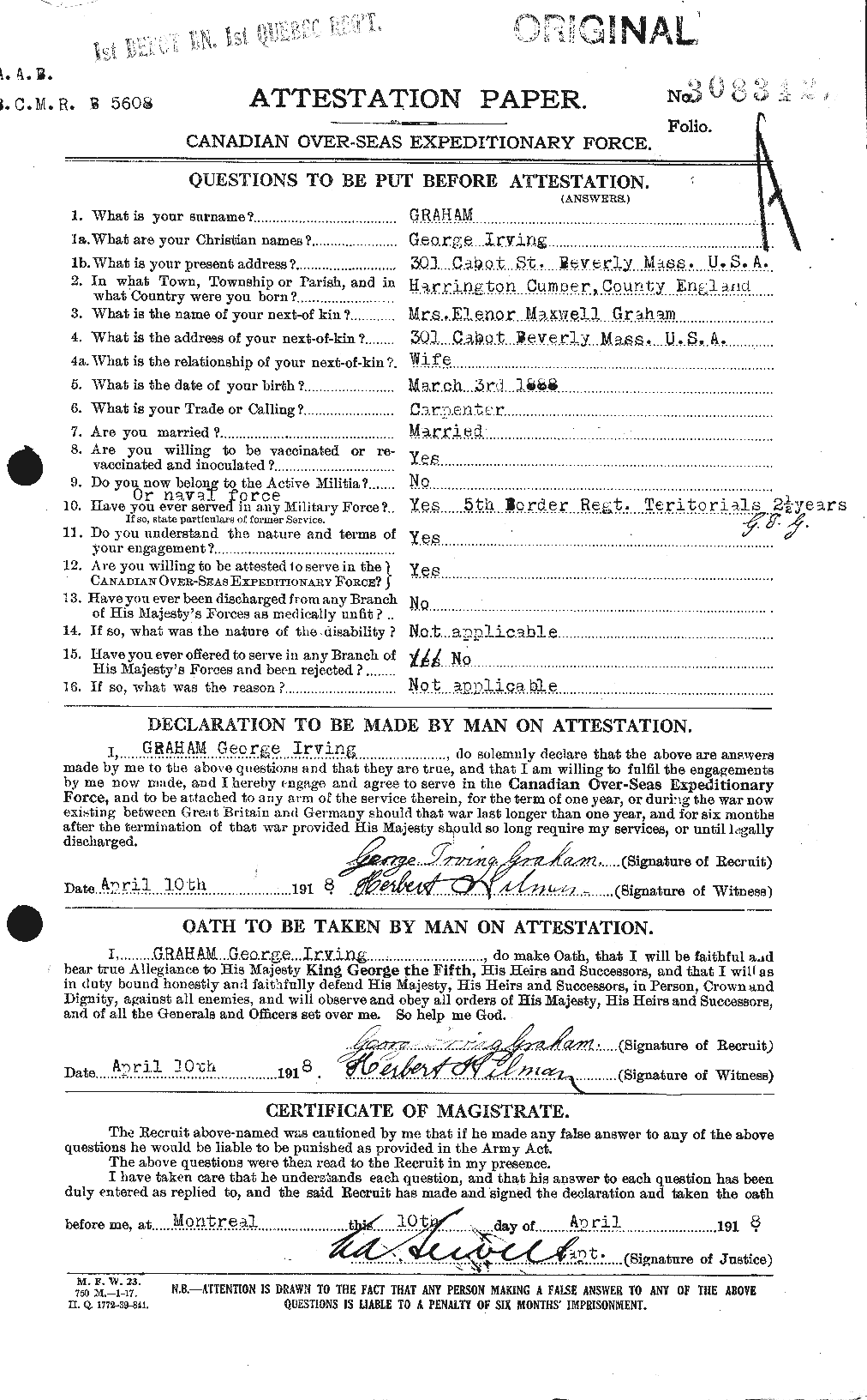 Personnel Records of the First World War - CEF 357666a