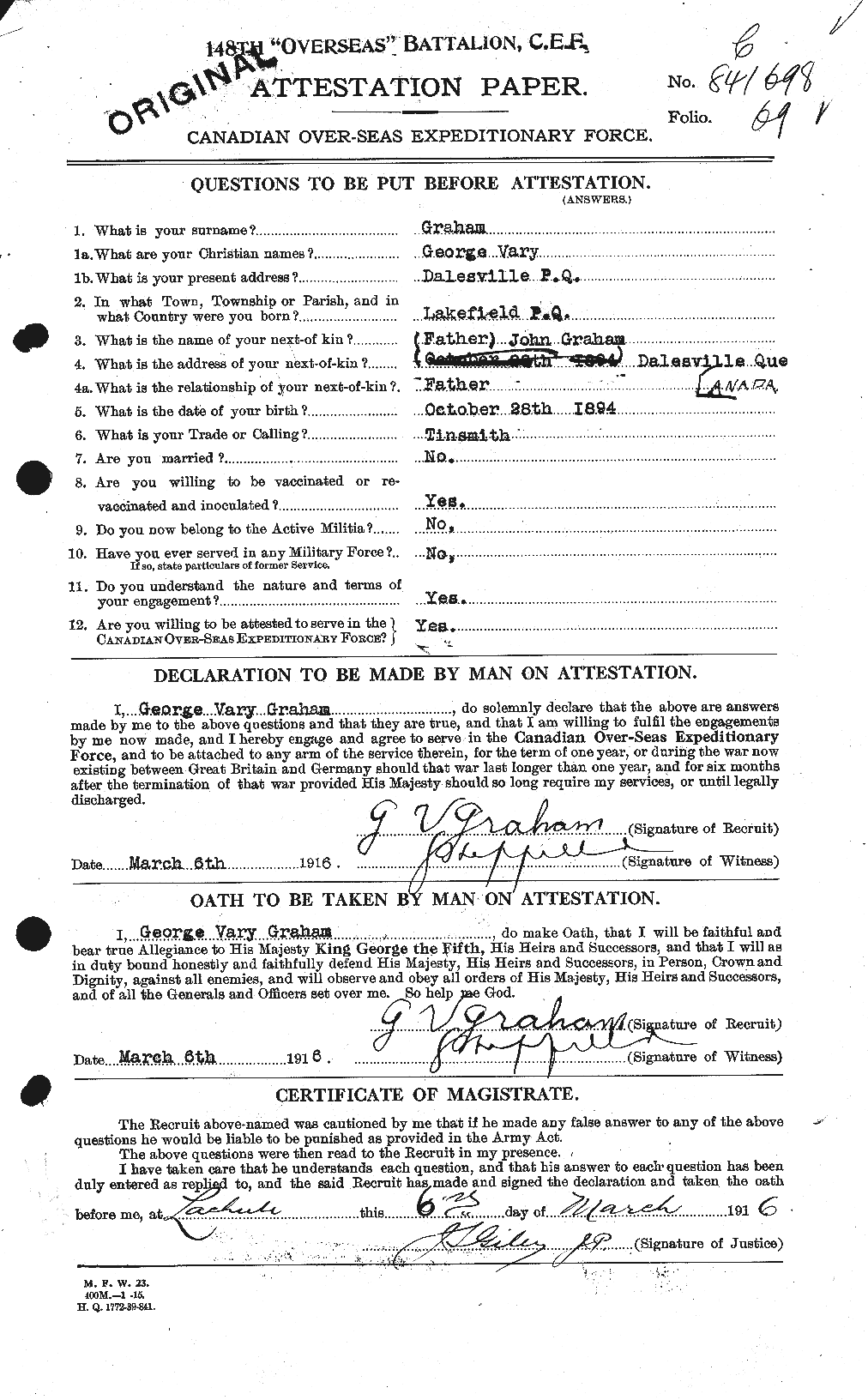 Personnel Records of the First World War - CEF 357674a