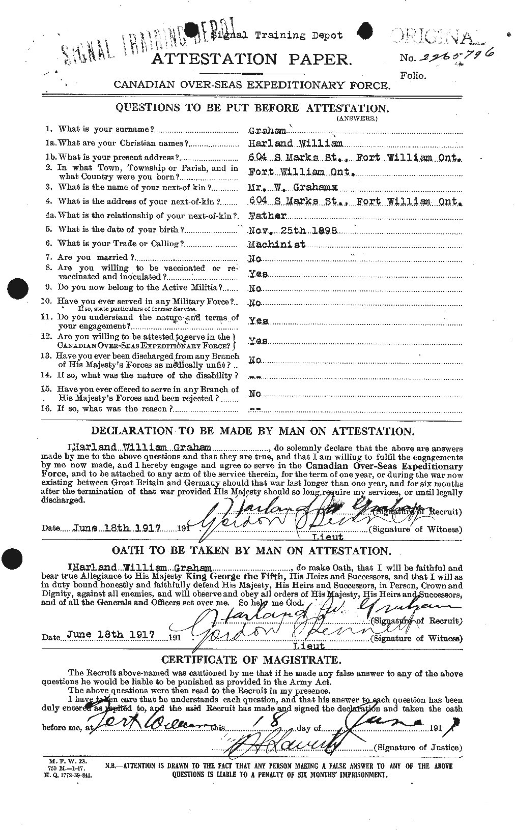Personnel Records of the First World War - CEF 357692a