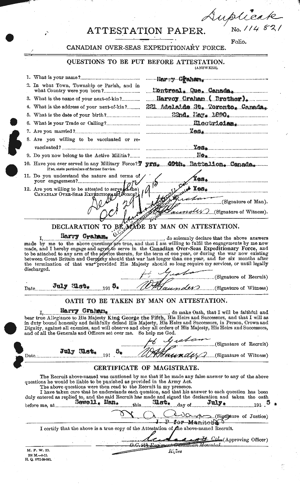 Personnel Records of the First World War - CEF 357710a
