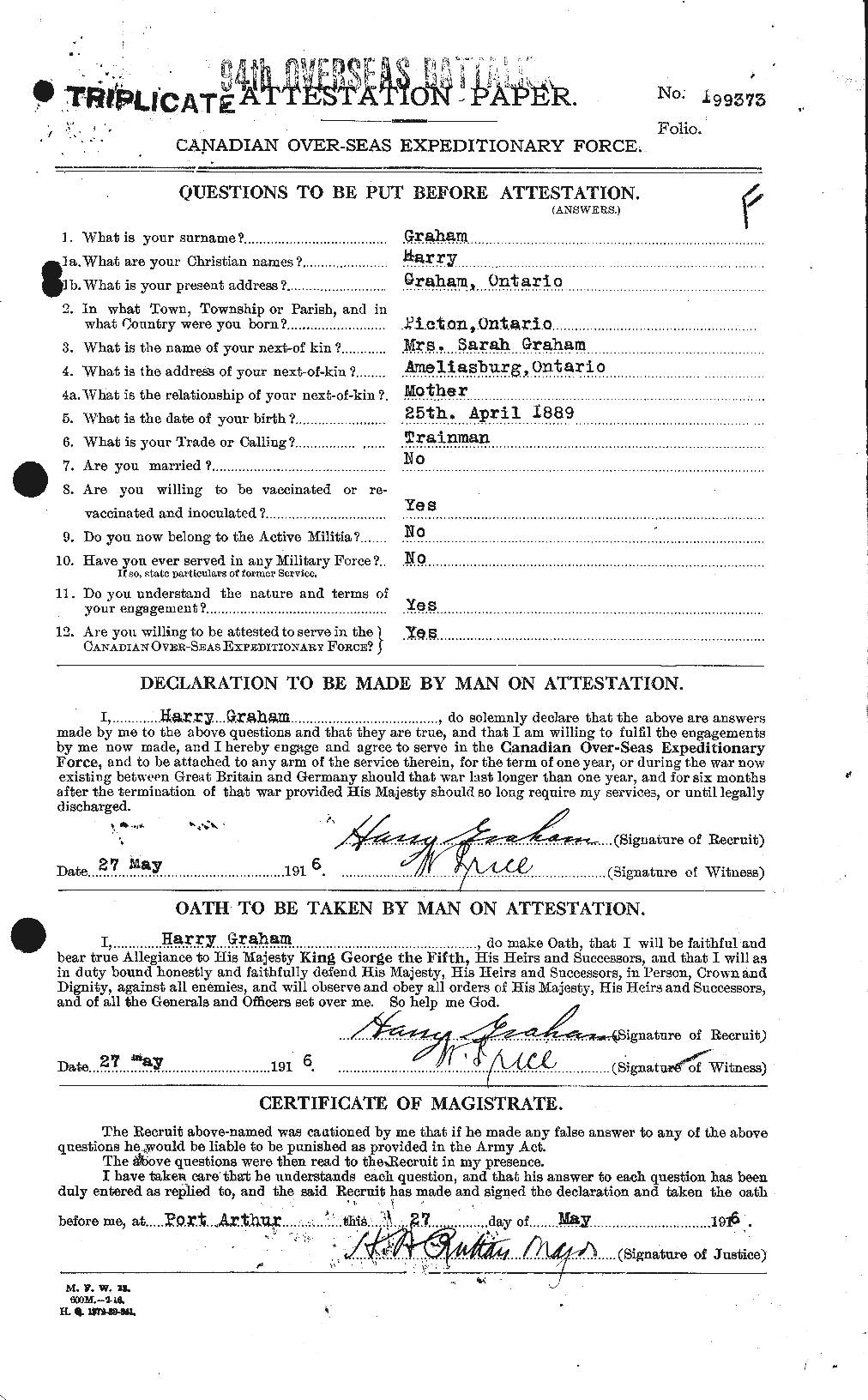Personnel Records of the First World War - CEF 357714a