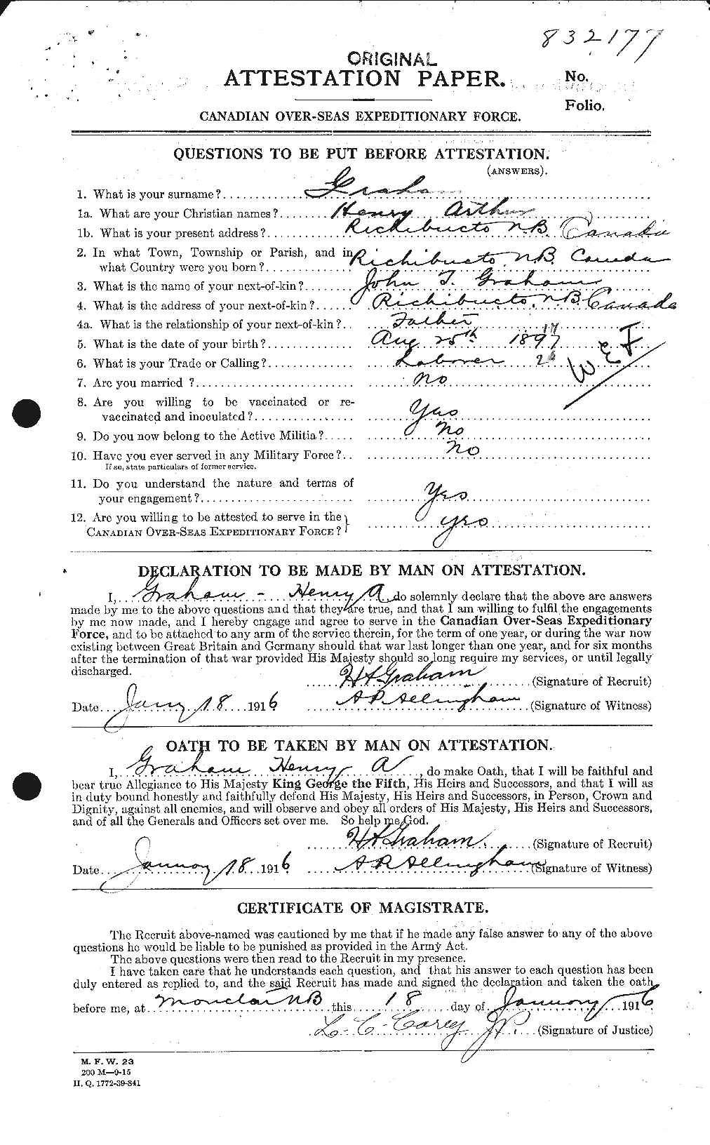 Personnel Records of the First World War - CEF 357734a