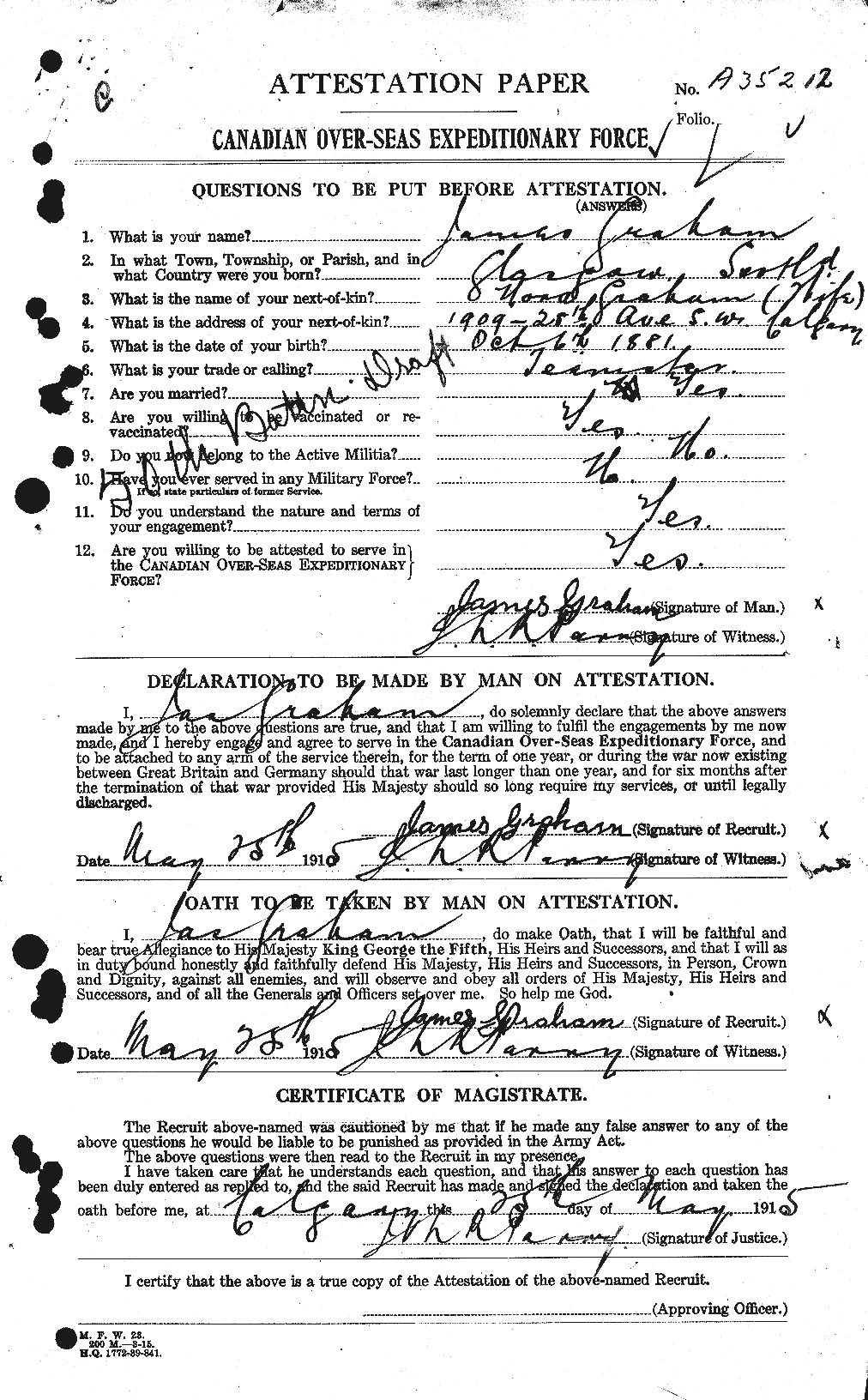 Personnel Records of the First World War - CEF 357791a
