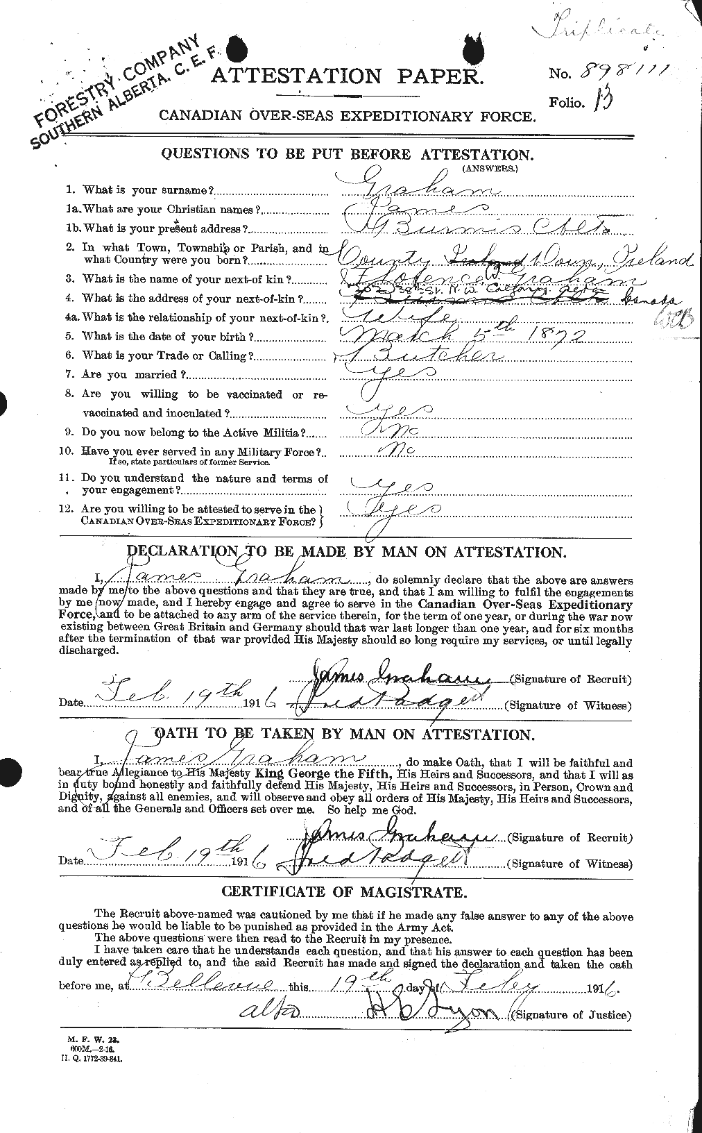 Personnel Records of the First World War - CEF 357796a