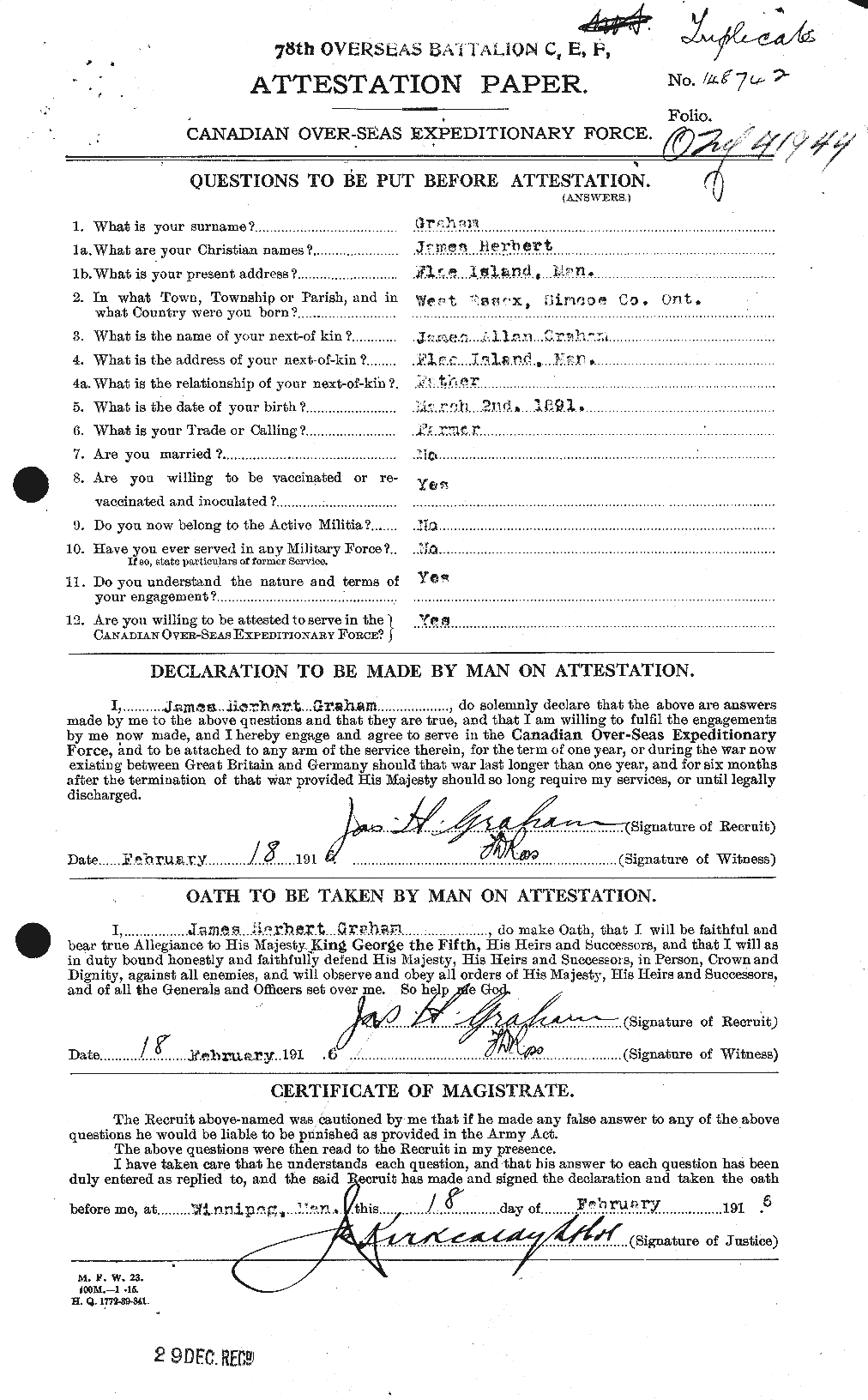 Personnel Records of the First World War - CEF 357825a