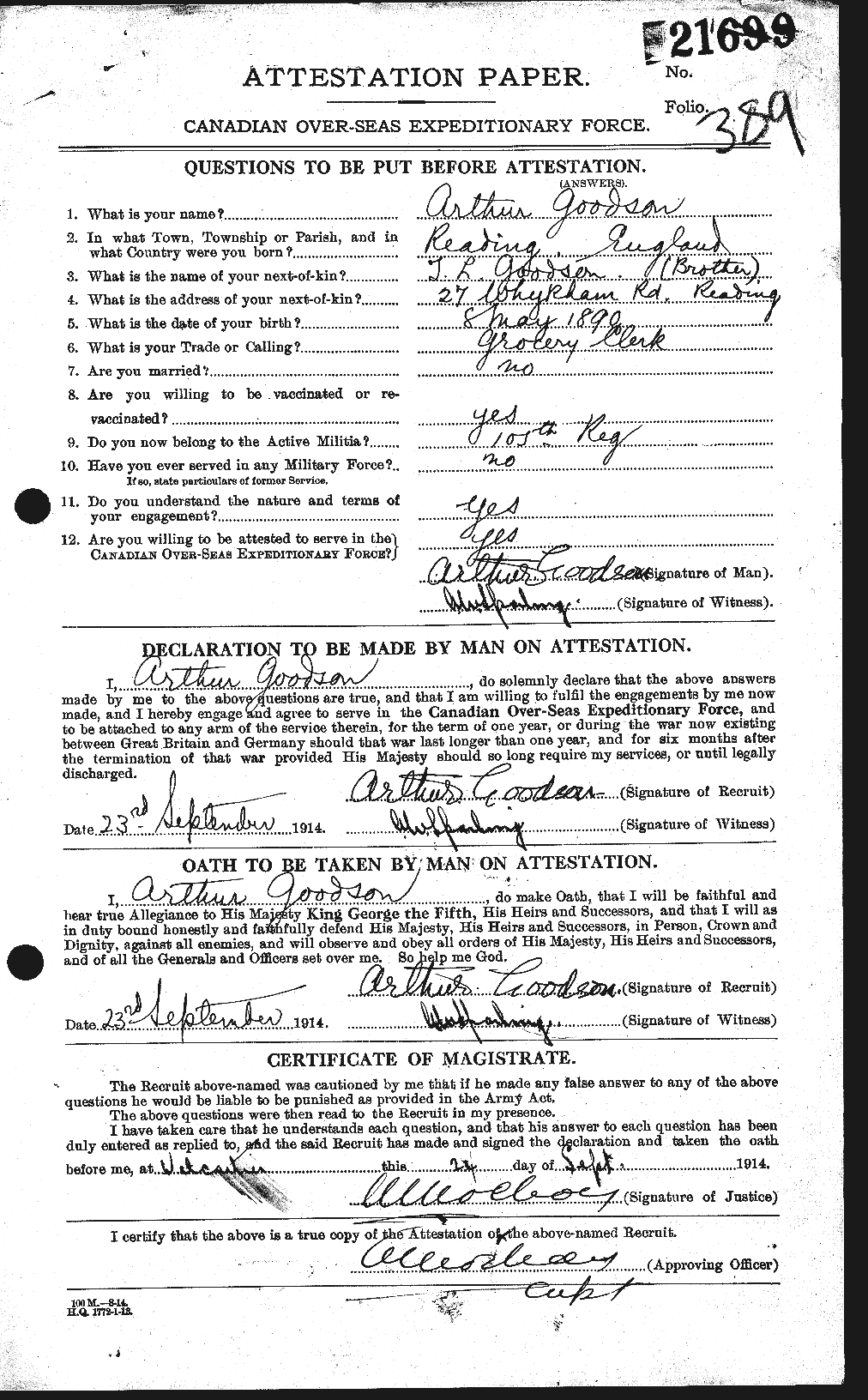 Personnel Records of the First World War - CEF 357879a