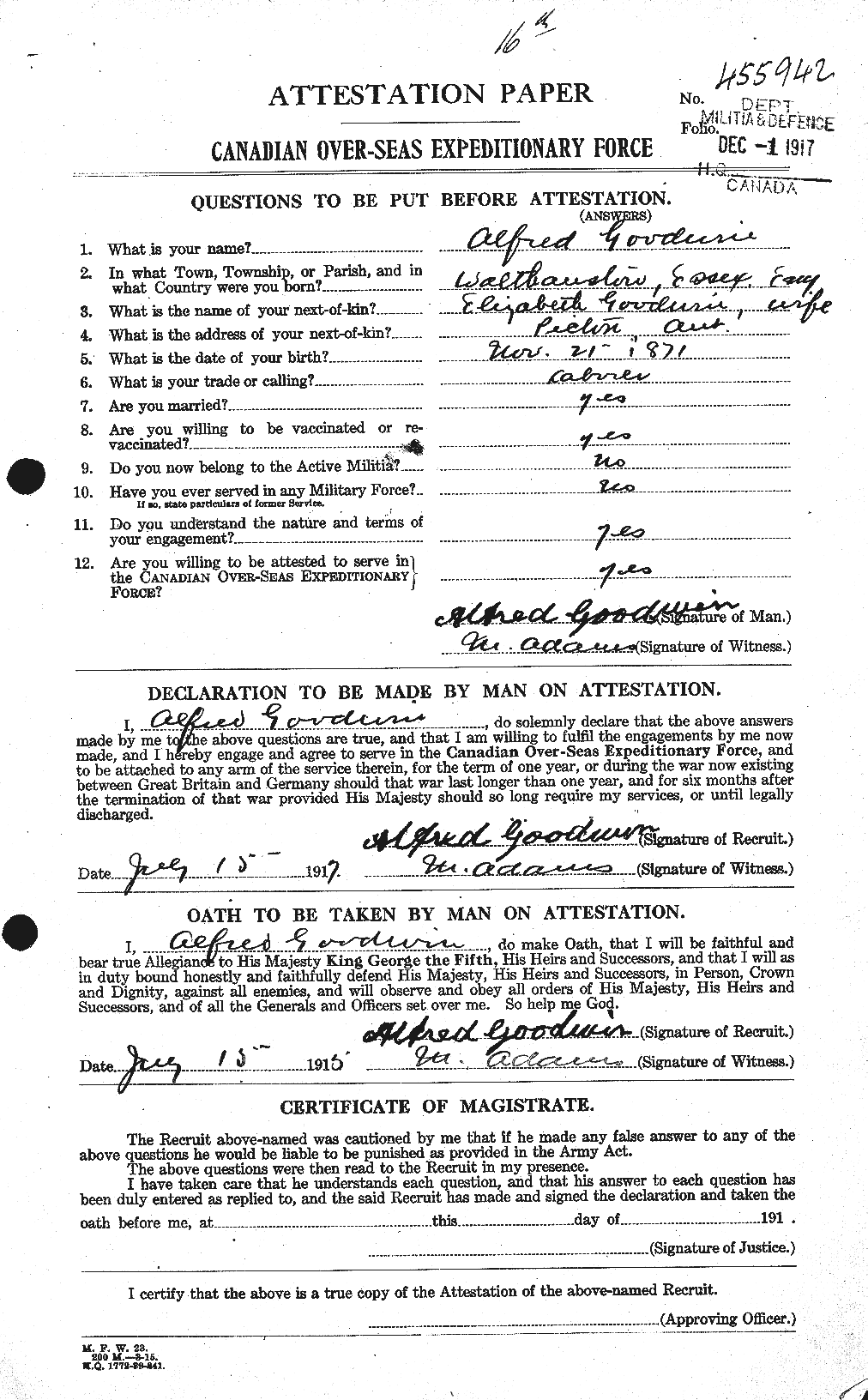 Personnel Records of the First World War - CEF 357924a