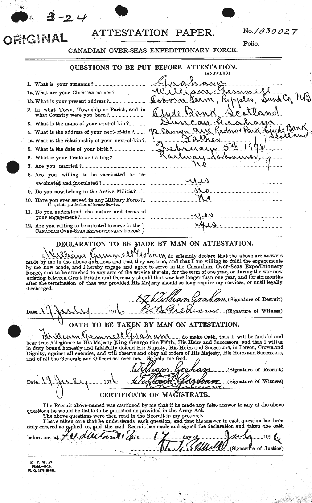 Personnel Records of the First World War - CEF 357994a