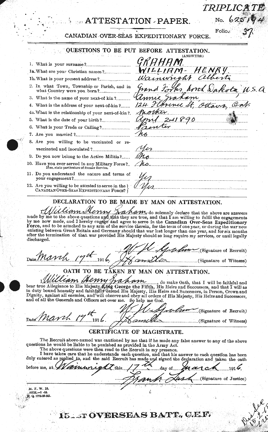 Personnel Records of the First World War - CEF 358001a