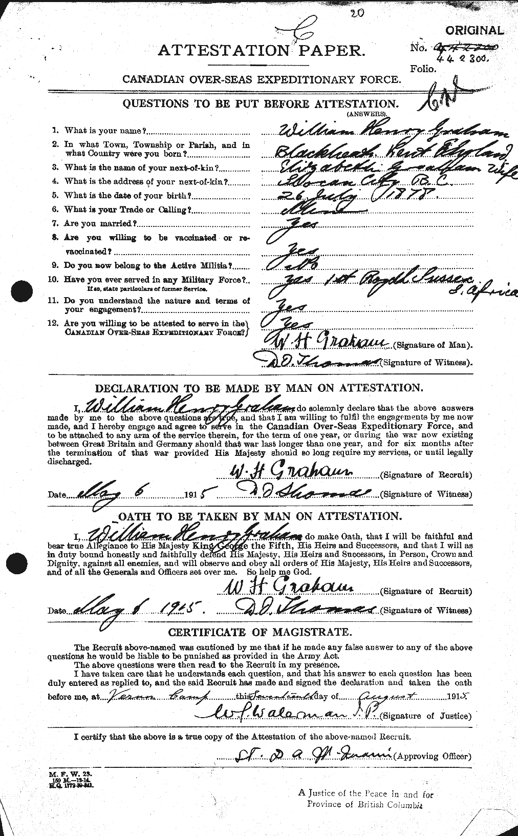 Personnel Records of the First World War - CEF 358002a