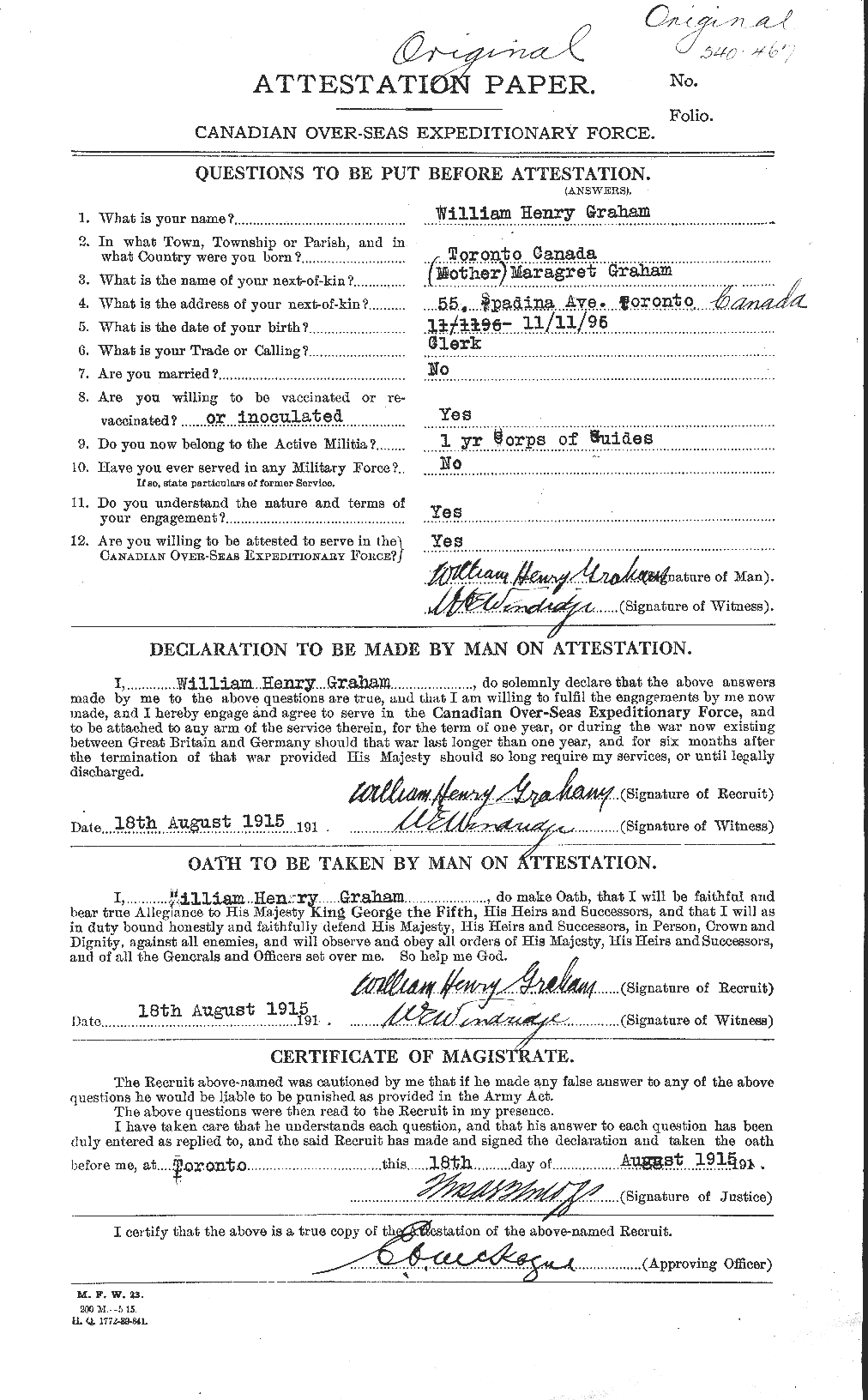 Personnel Records of the First World War - CEF 358005a