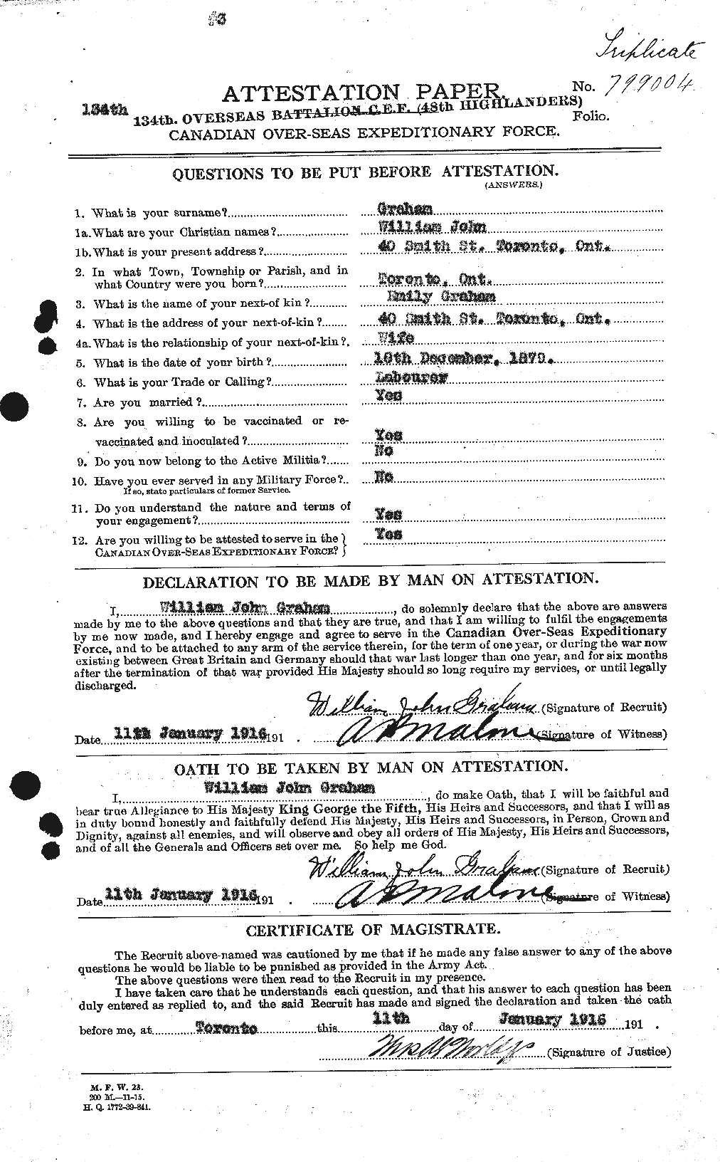 Personnel Records of the First World War - CEF 358011a