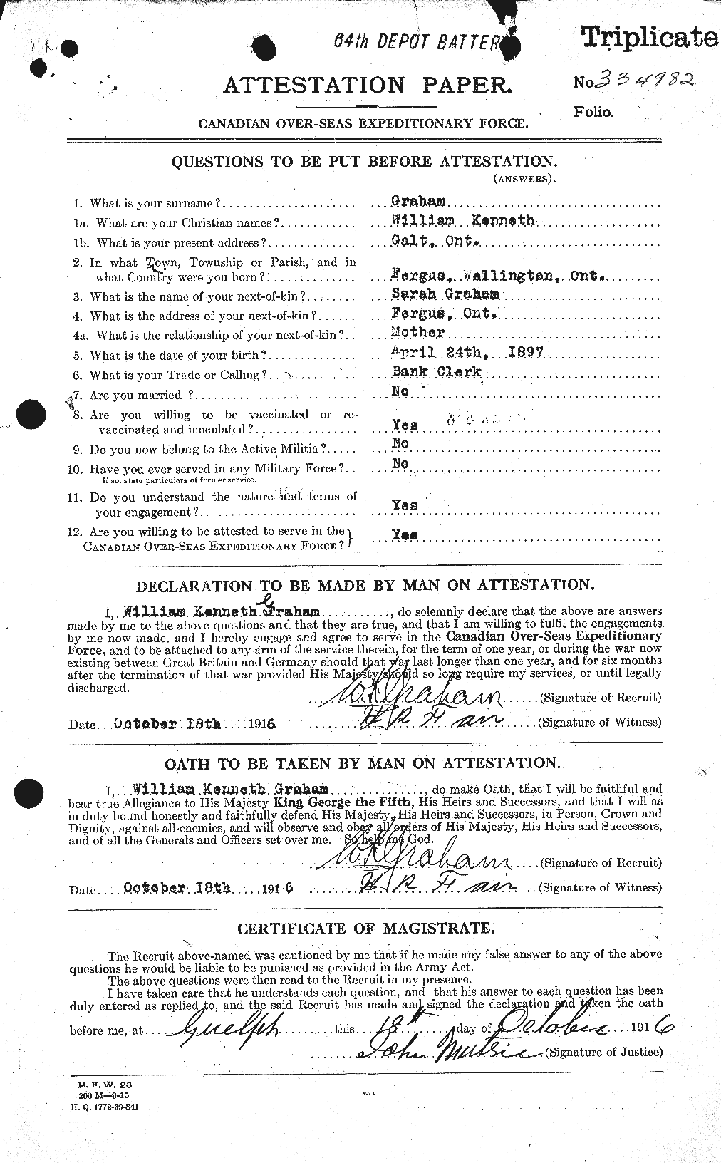 Personnel Records of the First World War - CEF 358018a