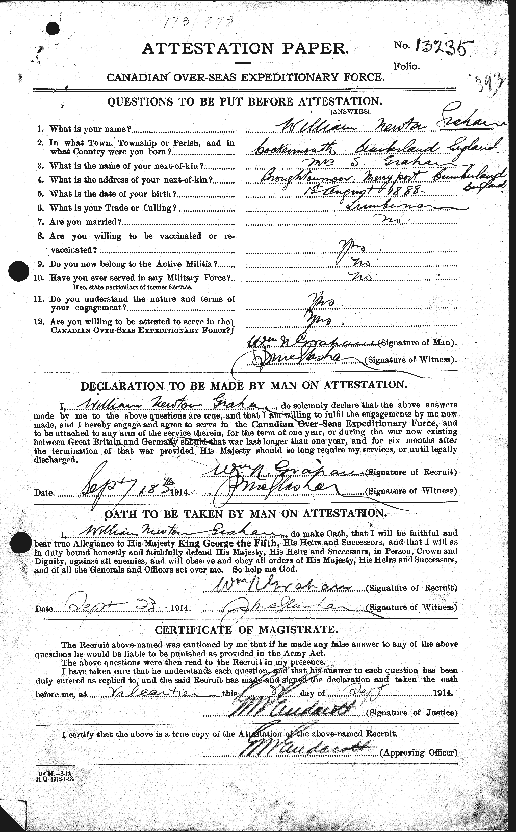 Personnel Records of the First World War - CEF 358027a