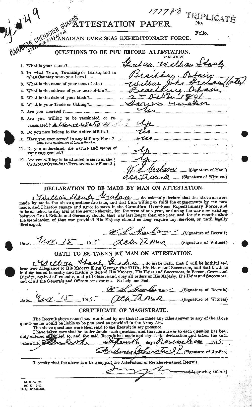 Personnel Records of the First World War - CEF 358042a