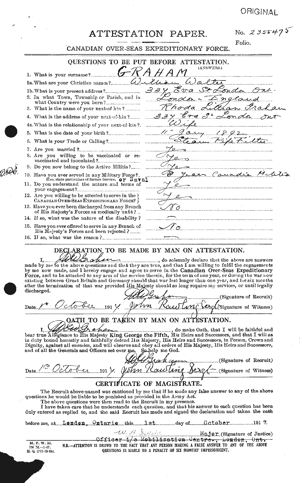 Personnel Records of the First World War - CEF 358046a