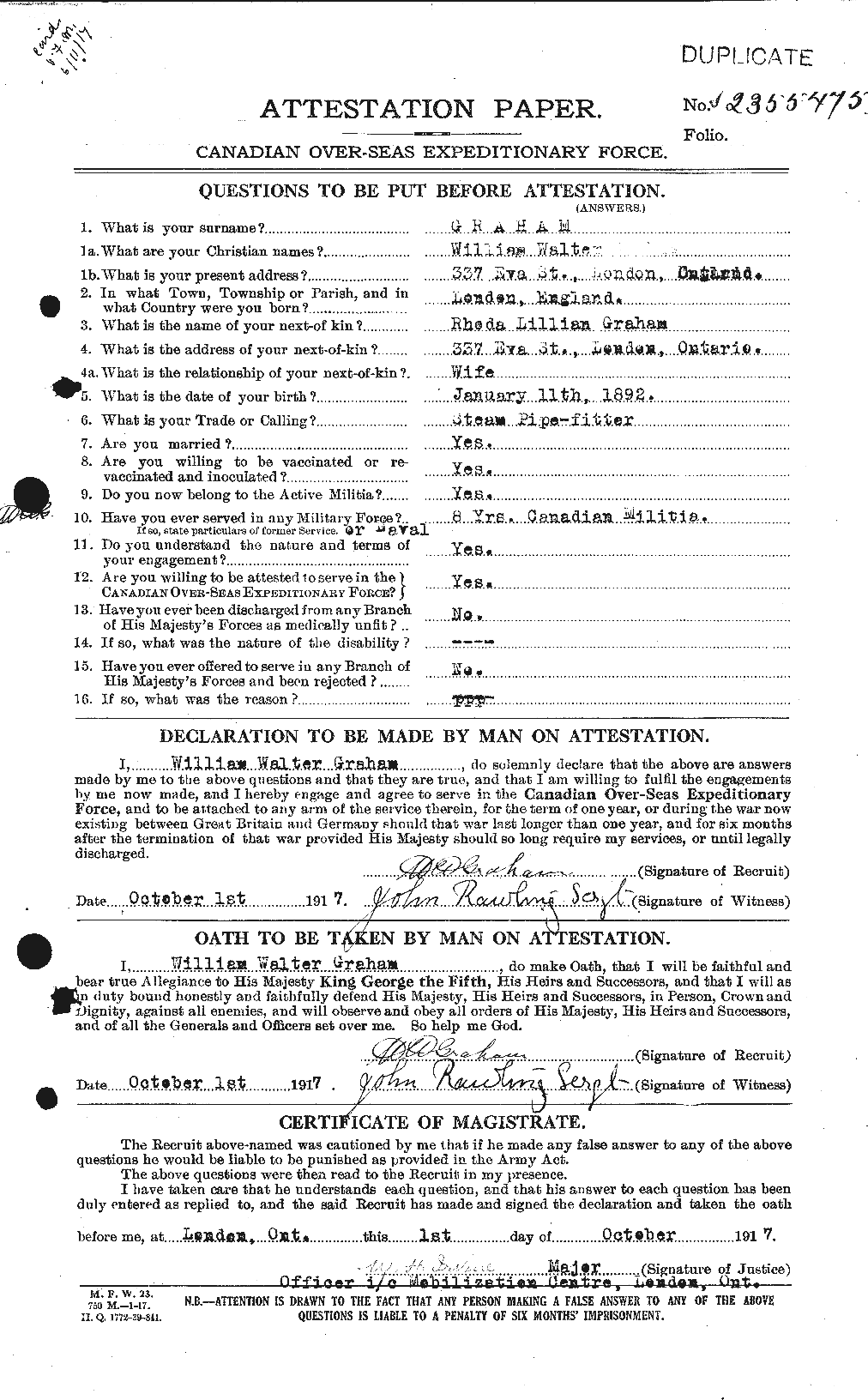 Personnel Records of the First World War - CEF 358047a