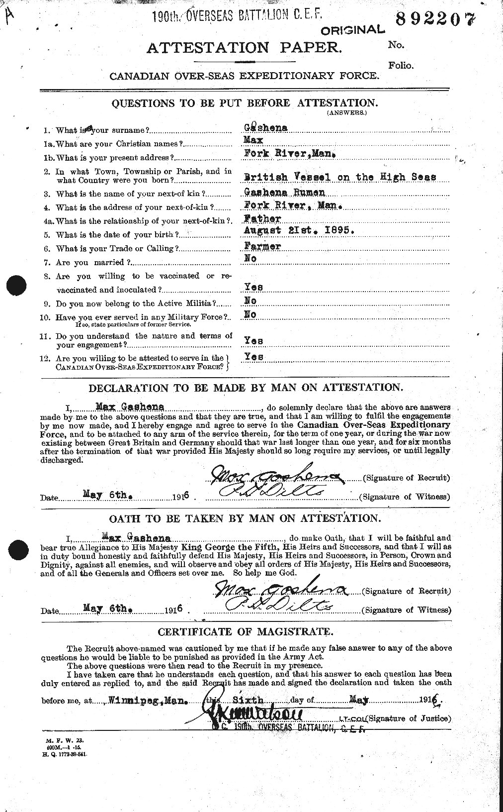 Personnel Records of the First World War - CEF 358741a