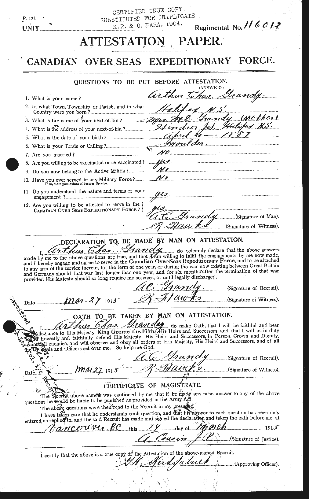 Personnel Records of the First World War - CEF 359054a