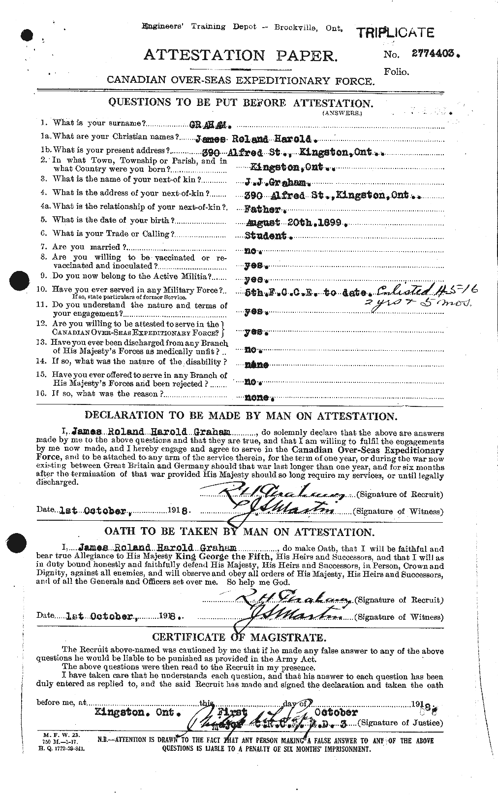 Personnel Records of the First World War - CEF 359095a