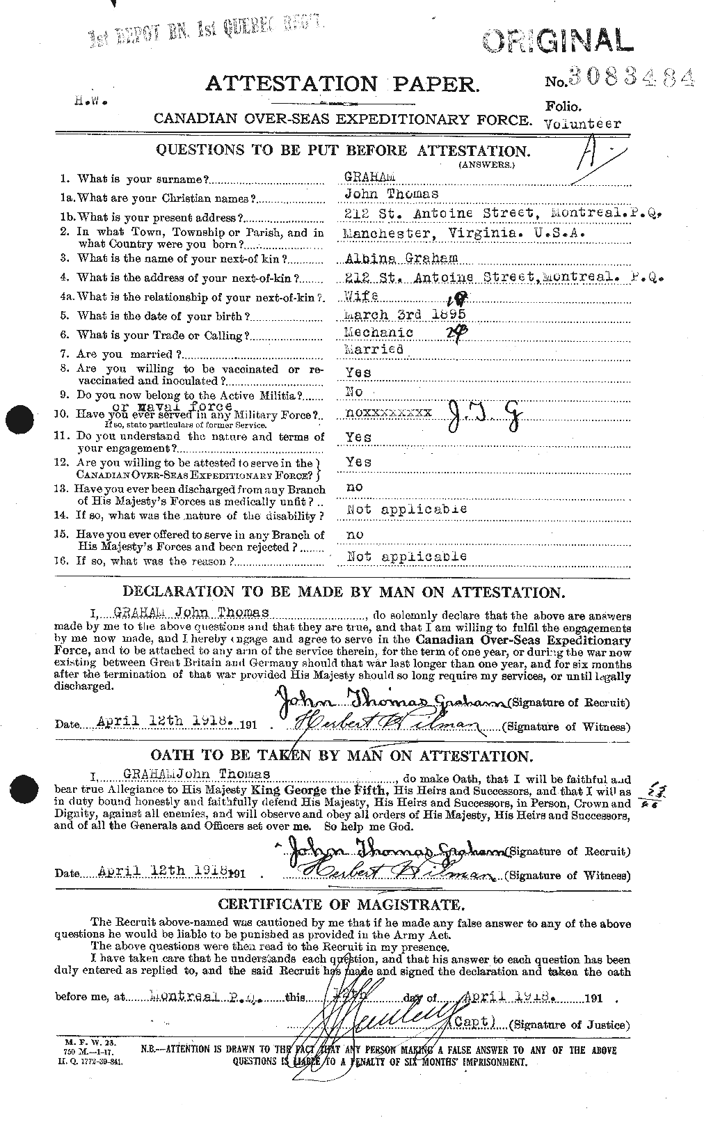 Personnel Records of the First World War - CEF 359212a