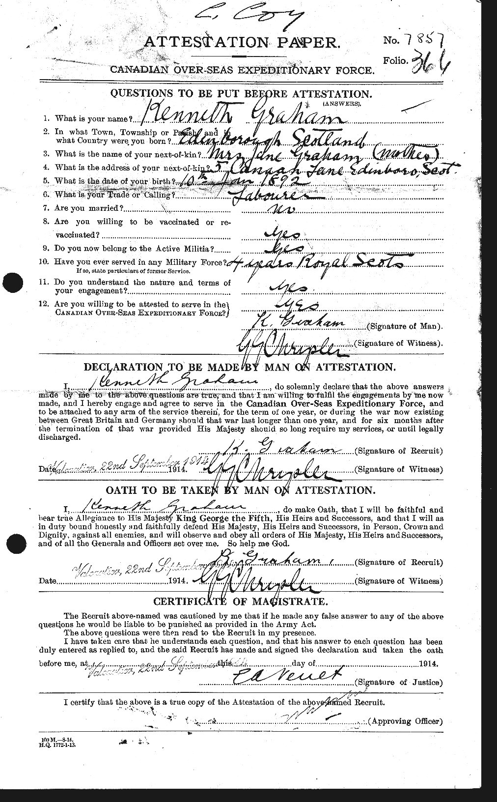 Personnel Records of the First World War - CEF 359258a