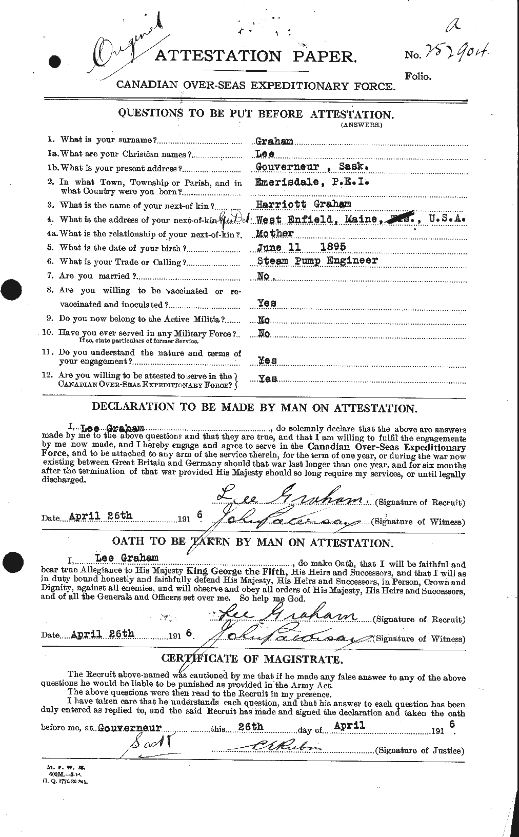 Personnel Records of the First World War - CEF 359262a
