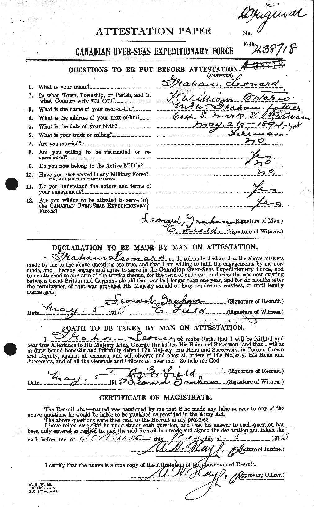 Personnel Records of the First World War - CEF 359266a