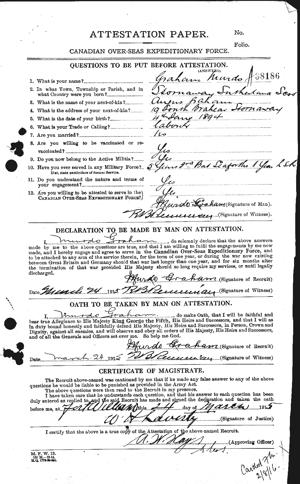 Personnel Records of the First World War - CEF 359313a