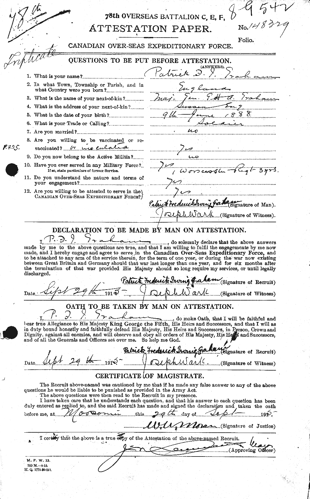 Personnel Records of the First World War - CEF 359334a