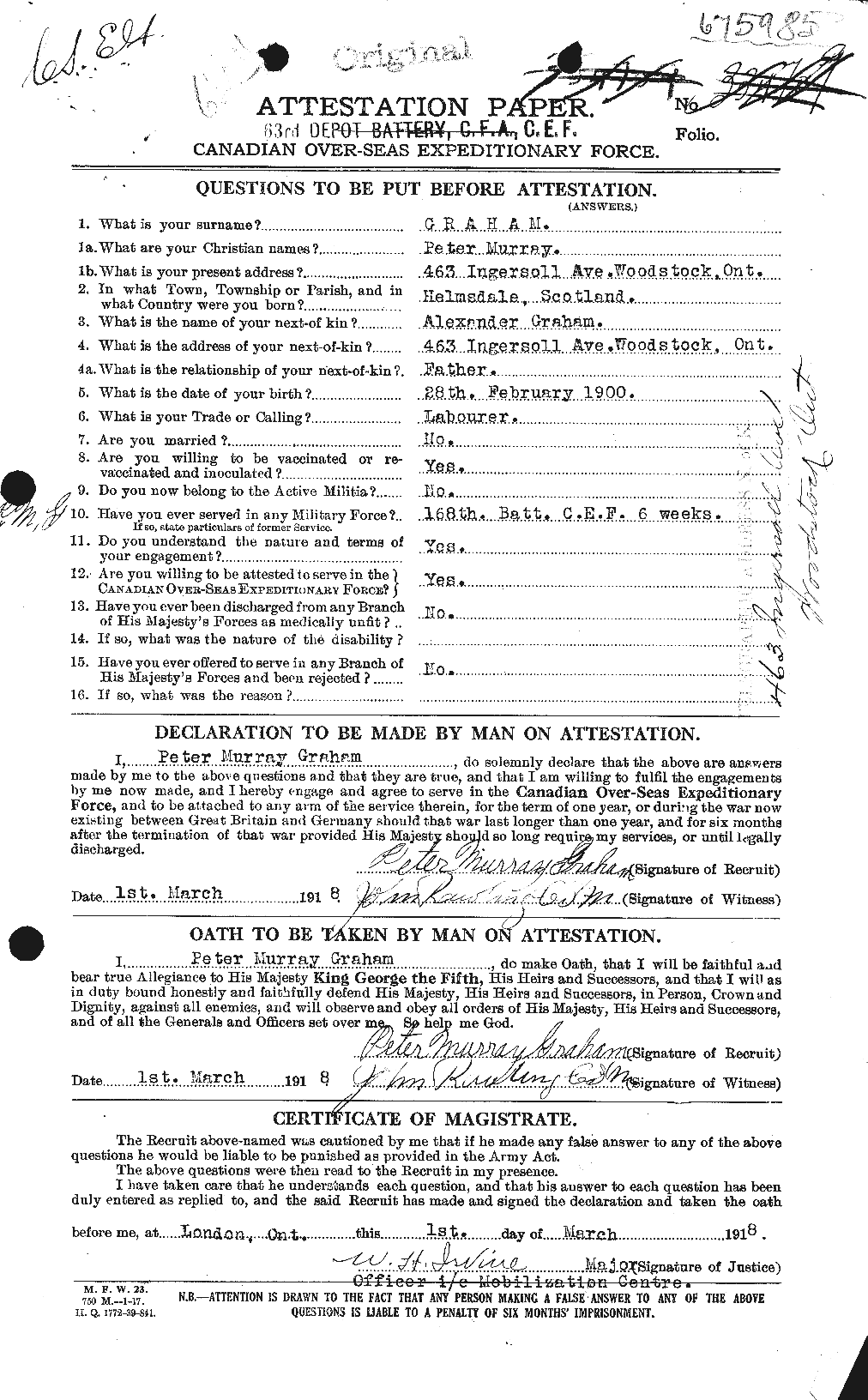Personnel Records of the First World War - CEF 359350a