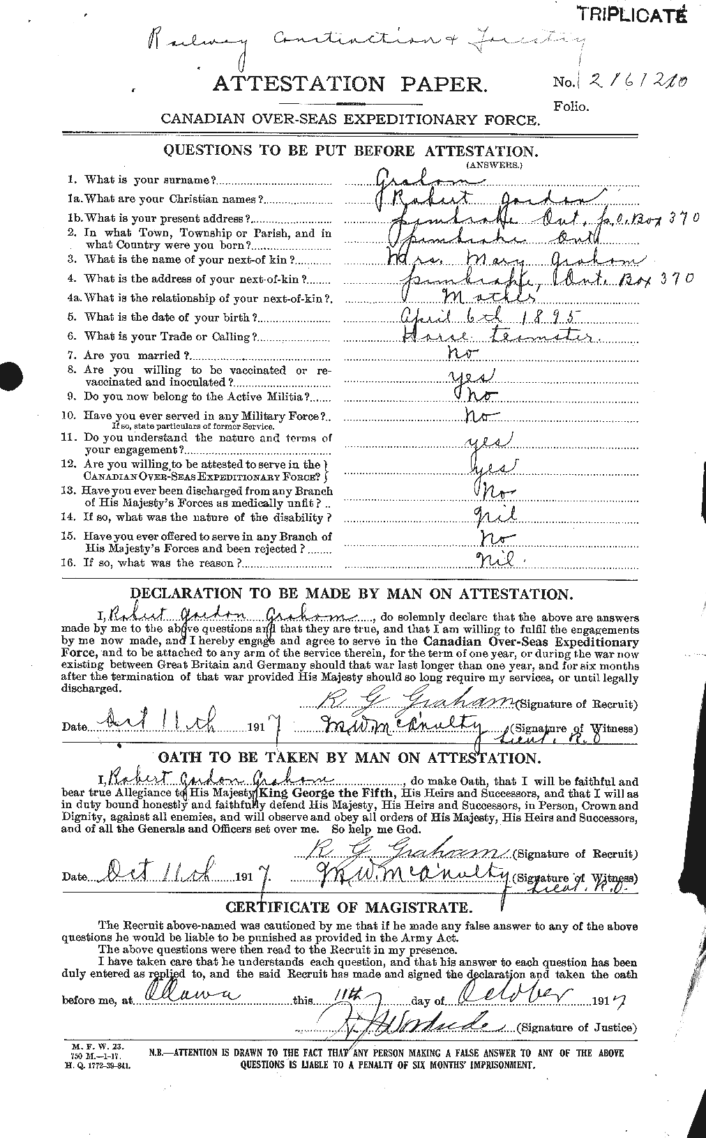 Personnel Records of the First World War - CEF 359414a
