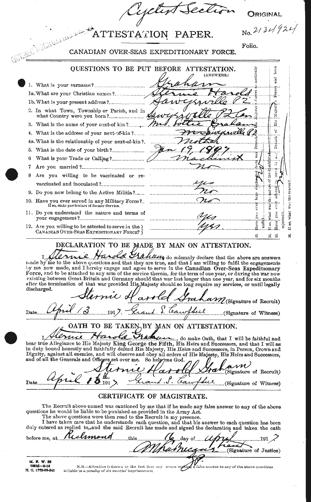 Personnel Records of the First World War - CEF 359471a