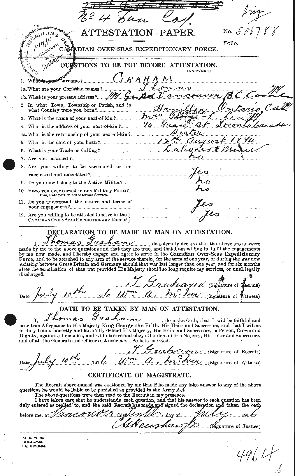 Personnel Records of the First World War - CEF 359496a