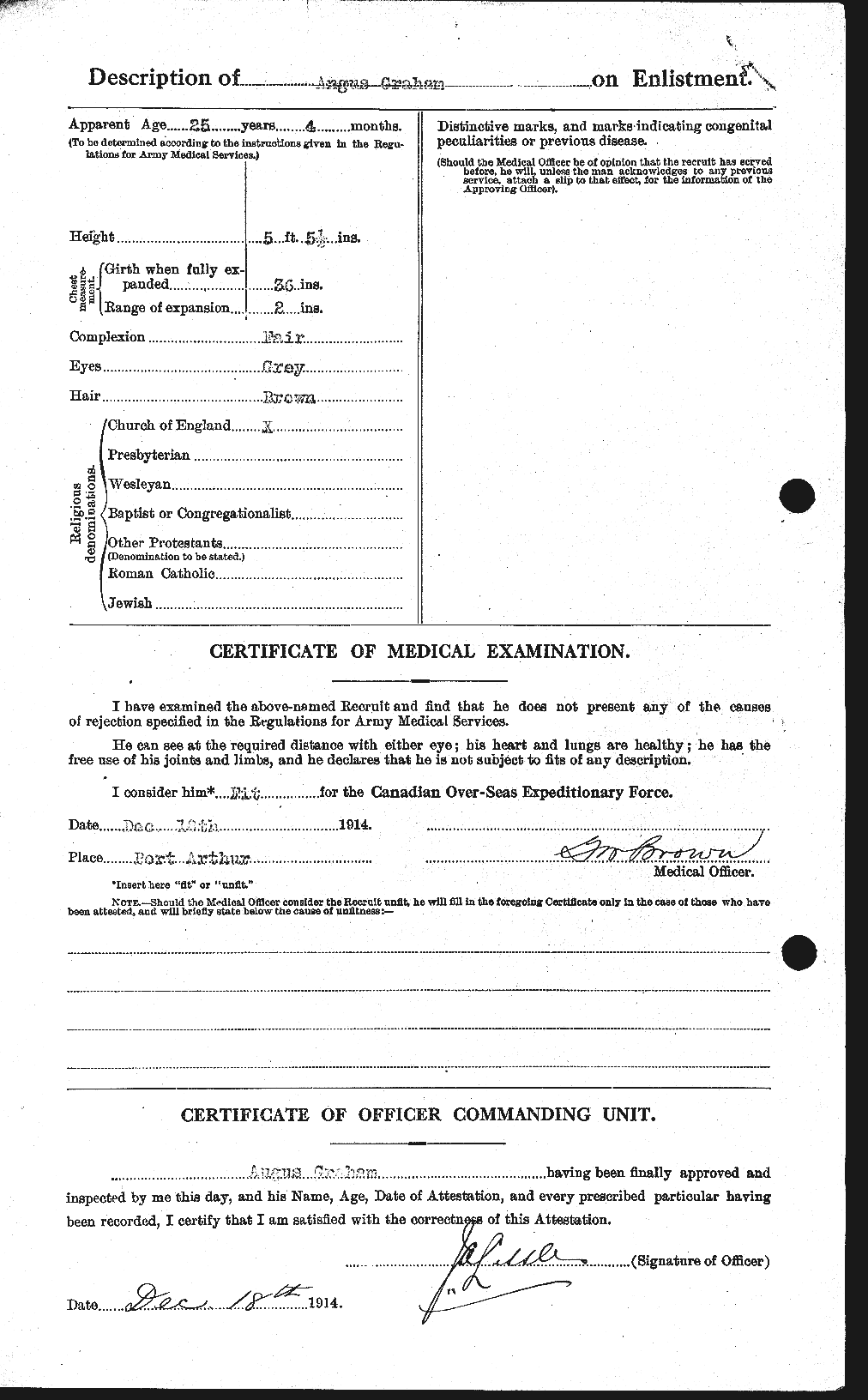 Dossiers du Personnel de la Première Guerre mondiale - CEC 359620b
