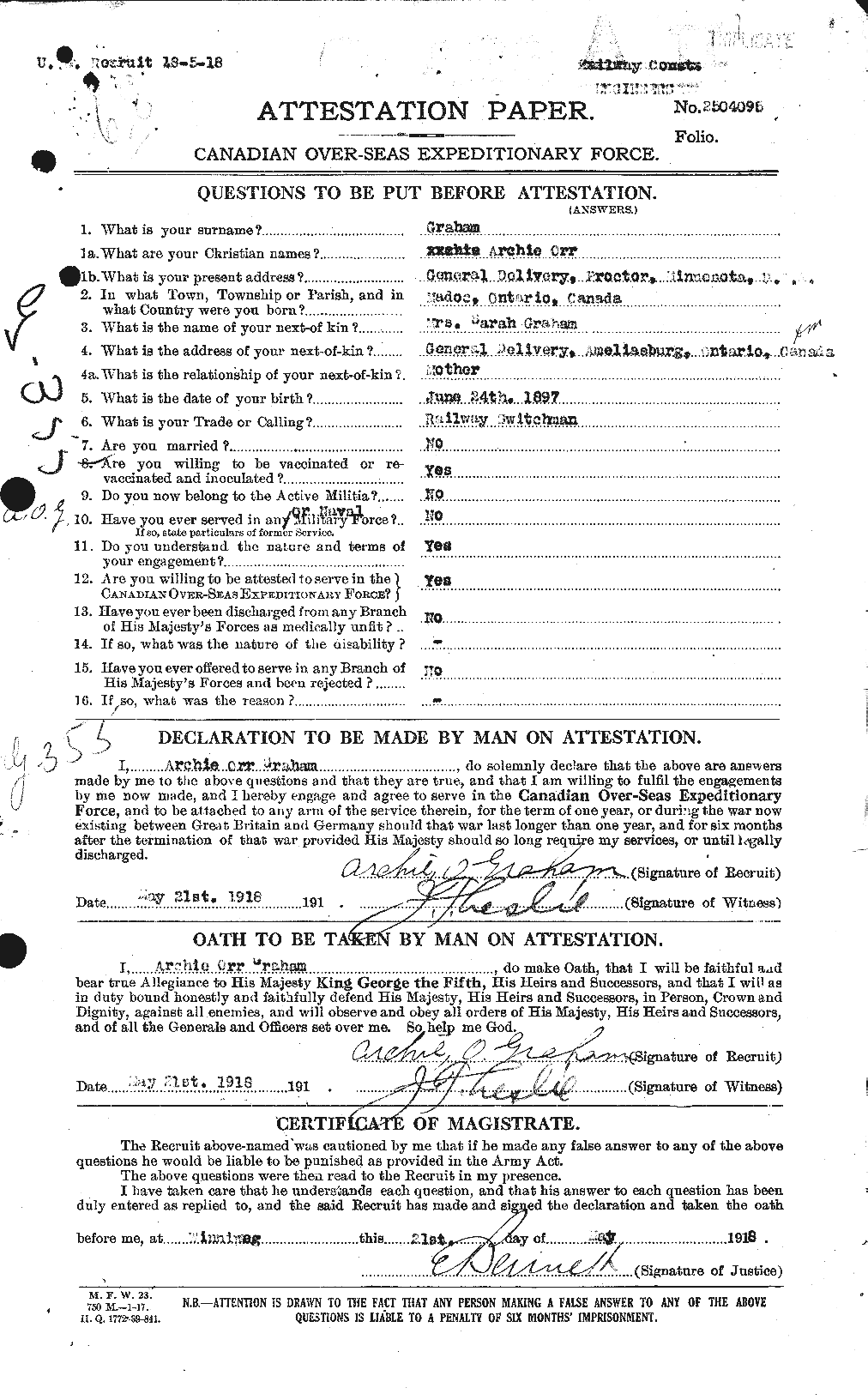 Personnel Records of the First World War - CEF 359645a
