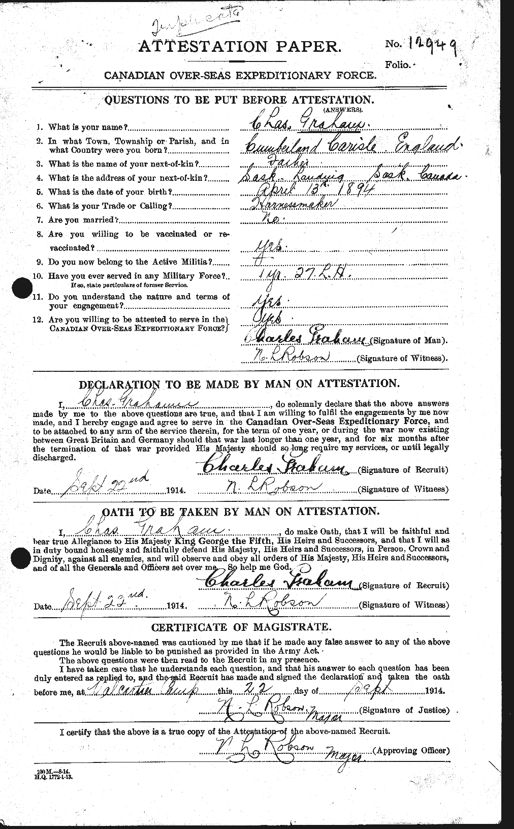Personnel Records of the First World War - CEF 359698a