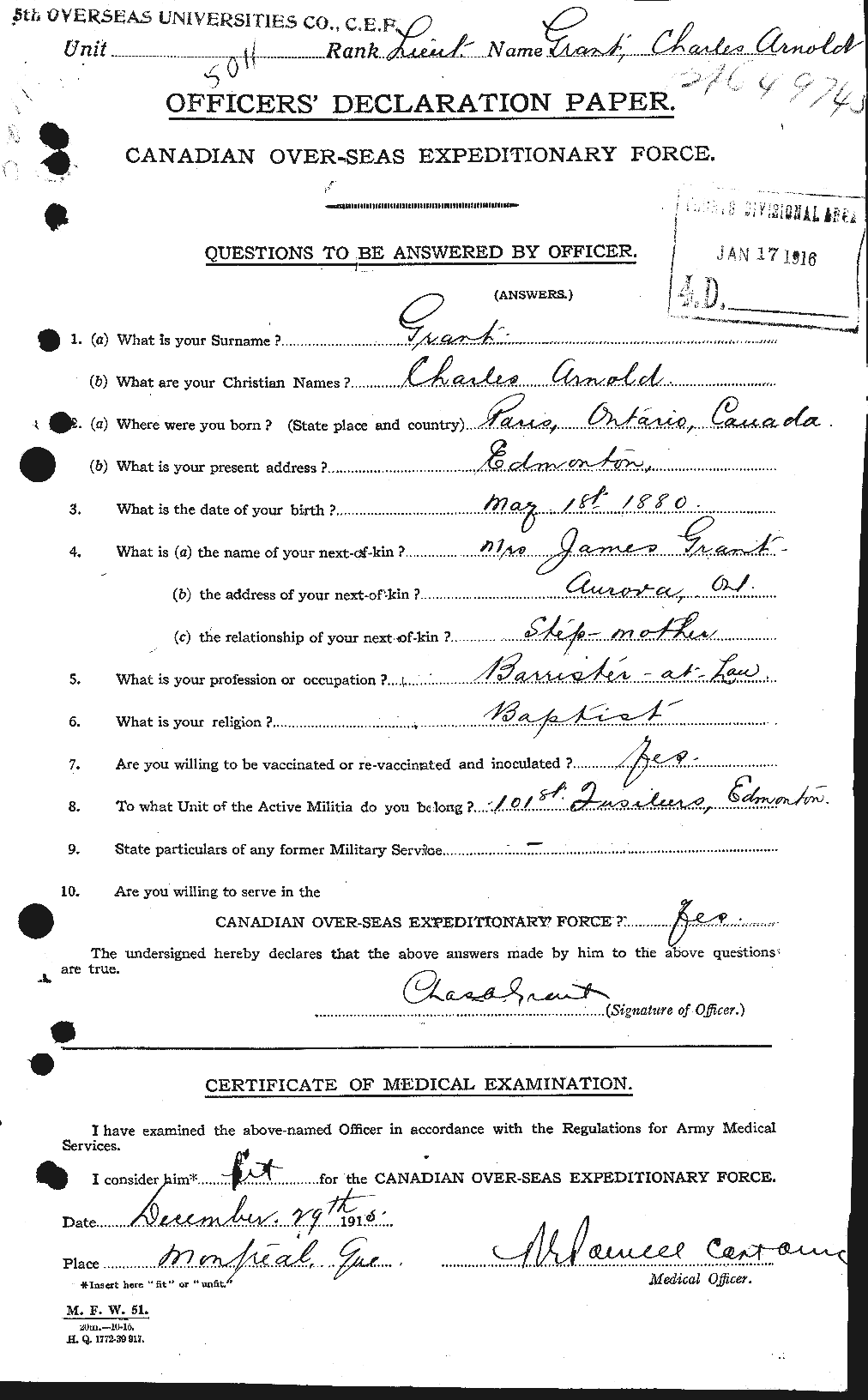 Personnel Records of the First World War - CEF 360811a