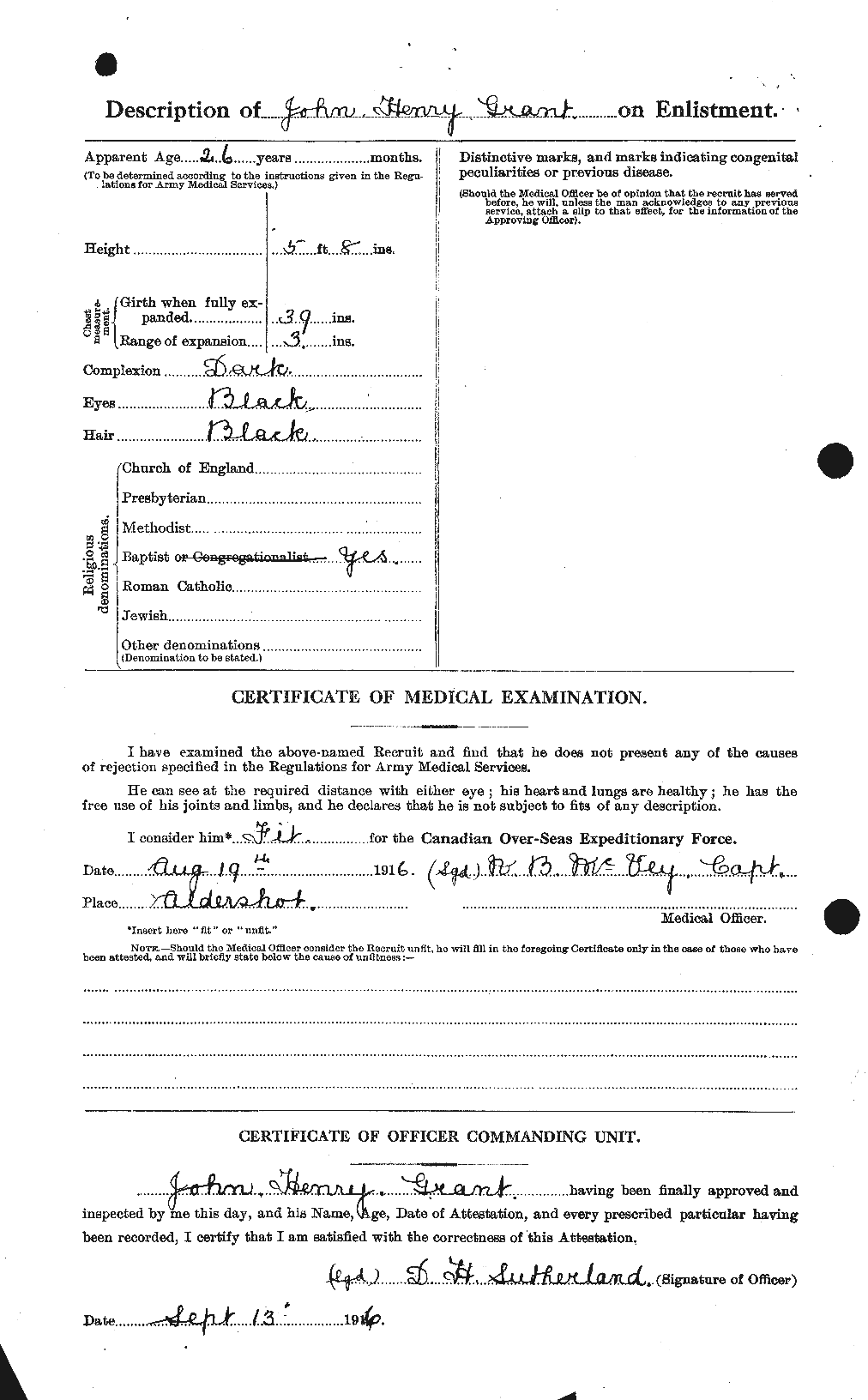 Dossiers du Personnel de la Première Guerre mondiale - CEC 360946b