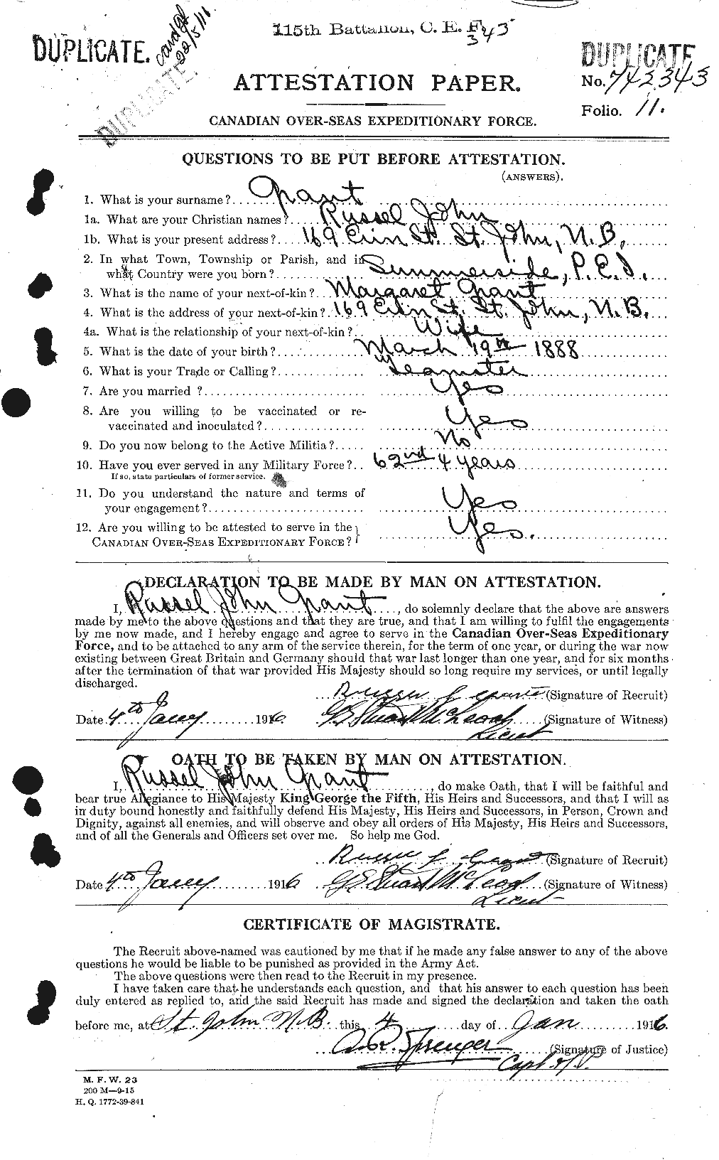 Personnel Records of the First World War - CEF 361126a