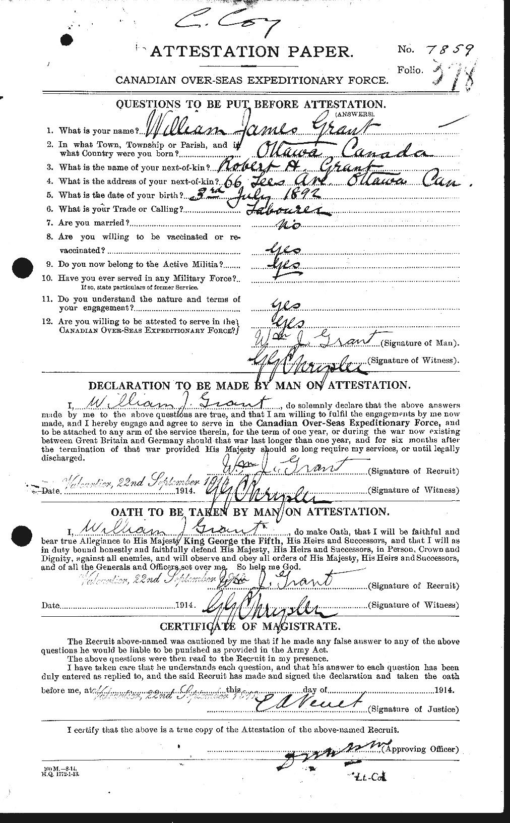 Personnel Records of the First World War - CEF 361270a