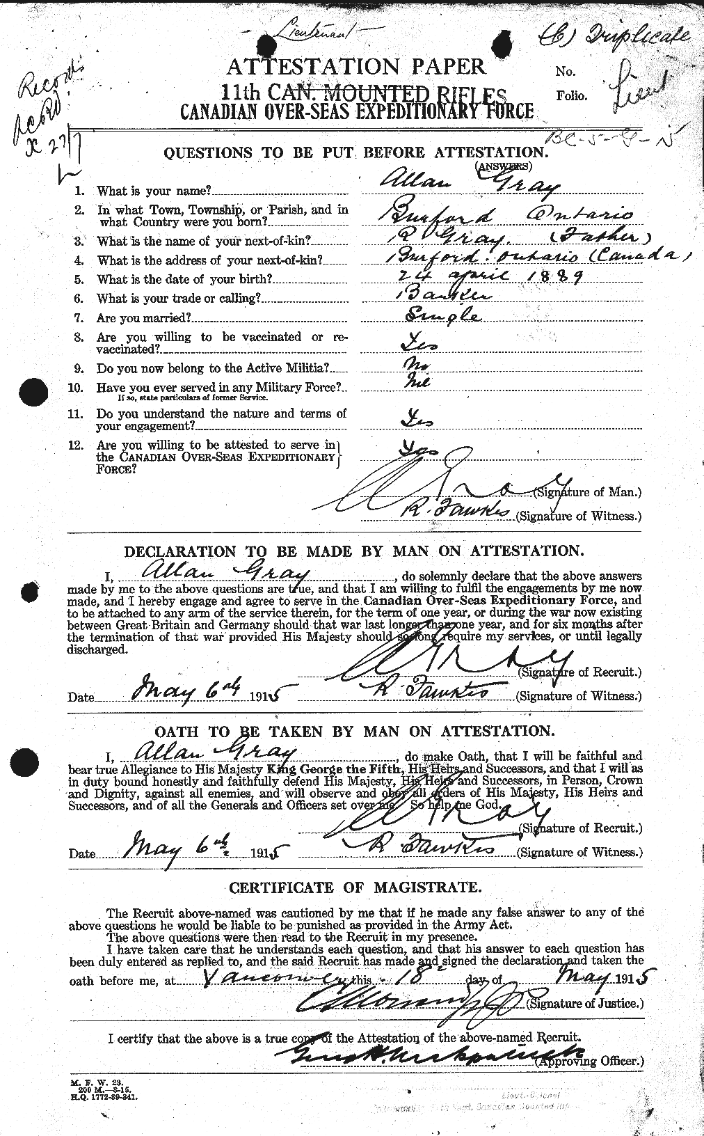 Personnel Records of the First World War - CEF 361343a