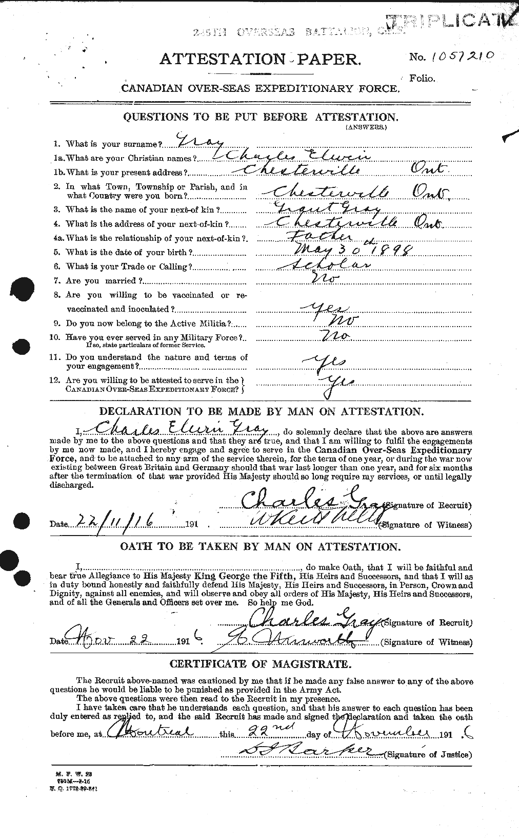 Personnel Records of the First World War - CEF 361434a