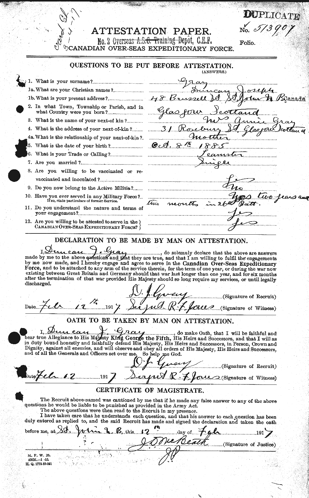 Personnel Records of the First World War - CEF 361491a