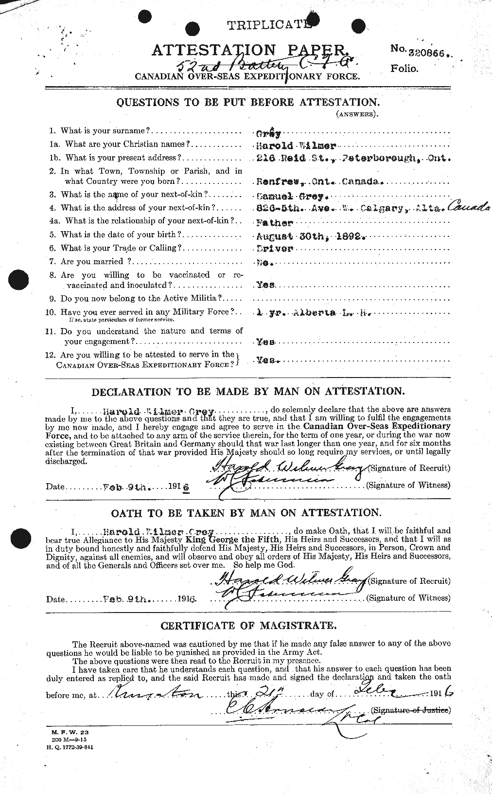 Personnel Records of the First World War - CEF 361640a